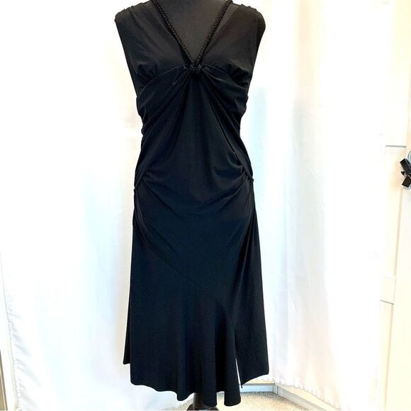 Black V-neck A-line flowy cocktail dress Sz M - Picture 14 of 14